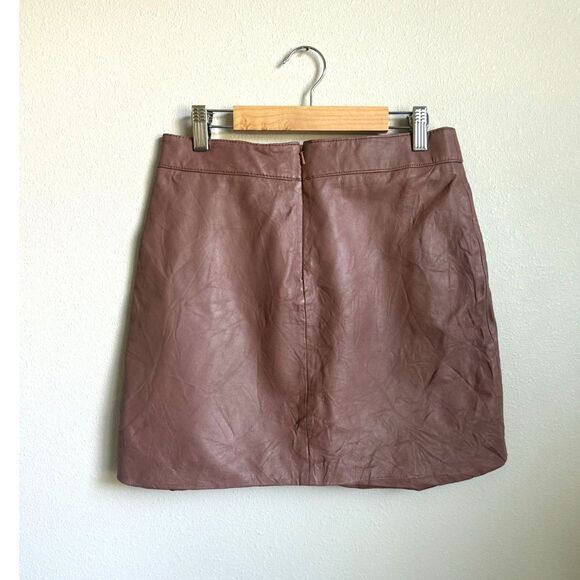 REISS Women’s Eliza Dusty Rose Lamb Leather Fully Lined Mini Skirt Size 4 - Picture 2 of 6